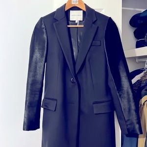 Judith and Charles black wool/cashmere blend coat, Size 2, mohair arms.